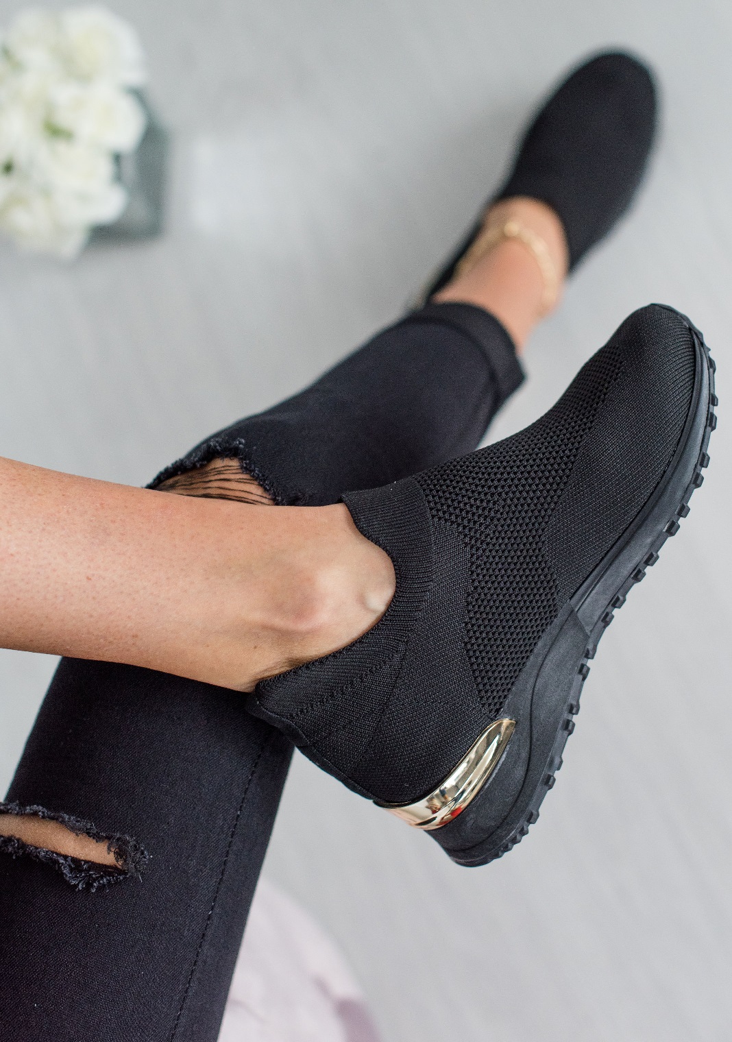 sock knit slip on shoes